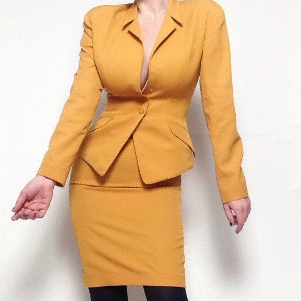 Thierry Mugler Mustard Yellow Skirt Suit